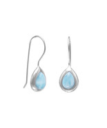 Rhodium Plated Pear Shape Larimar Earrings - $123.90 CAD