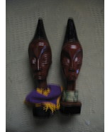 Wooden African Totem Head Figurines - £43.82 GBP