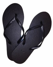 Ladies Solid Black Flip Flops, Small 5/6 - 6 pairs - £61.73 GBP