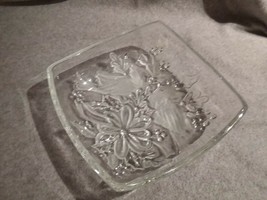 Crystal Clear Studios Frosted &amp; Clear Glass Holiday Square 5&quot; Candy Jewel Dish - £6.81 GBP