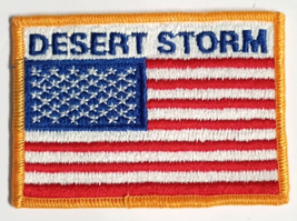 Desert Storm American Flag Patriotic Military Embroidered 3.5&quot;w Iron On Patch - £4.69 GBP