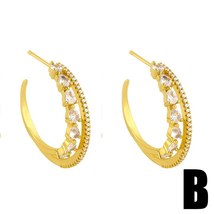FA Large Olive Leaf Hoop Earrings For Women Pave White Stone Earrings Dangle Cub - £8.37 GBP