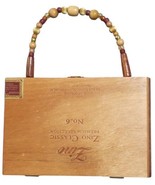 Cigar Box Purse Wooden  With Beaded Handle Zino Classic Dominican Republic - £26.48 GBP