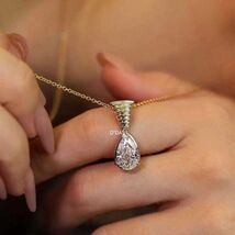 3.00 ct  Ct Pear Cut Lab Grown Diamond Necklace: 14K Gold Solitaire Pendant - $799.20