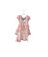 RMLA Girls Size 6 Dress Sheer Tiered Lined Floral Pink dress Lace Trim W... - $12.86