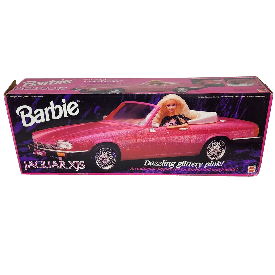 VINTAGE 1994 MATTEL JAGUAR XJS BARBIE PINK GLITTER CAR IN ORIGINAL BOX # 12386 - $179.55