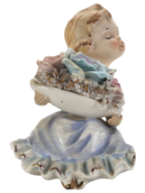 Vintage Lefton&#39;s Porcelain Girl Kissing Sitting #2585 - £10.80 GBP