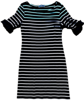 Karen Scott Sport Womens Black Striped T Shirt Dress Size Small - $110.38 MXN