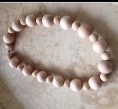 Natural Wooden Round Beaded Necklace - £15.97 GBP