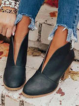 Point Toe Chunky Heeled Ankle Boots - $41.99