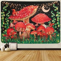 Trippy Mushroom Tapestry Moon and Stars Tapestries Wall Hanging 59.1&quot; x 82.7&quot; - £19.77 GBP