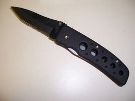 SUPER KNIFE BLACK STAINLESS STEEL SERRATED BLADE #C-813BK NIB - $9.09