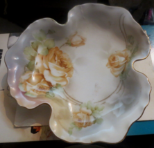 Antique Suhl Prussia Candy Nut Dish Erdmann Schlegelmilch Yellow Rose Fl... - £37.08 GBP