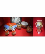 Occupied Japan Moriage 8 pieces lot vases bowl dish cup - $54.45