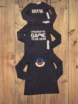 New! Boy&#39;s Size 7/8, Cat &amp; Jack Long Sleeve Tshirts Bruh, Gamer, Baby Shark - £9.01 GBP
