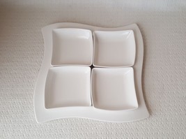 Villeroy &amp; Boch NEW WAVE Solid White Hors d&#39;Oeuvres Set Platter &amp; Dippin... - £59.48 GBP