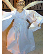 Christmas tree top White dress Angel w/ Wings VINTAGE 10&quot; Tall topper De... - $121.07