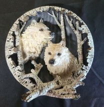 3D Wolves In Woods Decorative Plate Plaque Built In Stand - $39.99