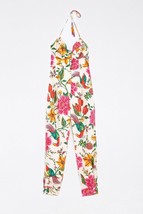 NWT Farm Rio Toucans Garden Halter Neck Jumpsuit in White Linen Bird Floral L - £116.37 GBP