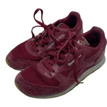Reebok Classic Kids Sneakers Size 3 Burgundy Shoes Suede Leather Lace Up - £10.89 GBP