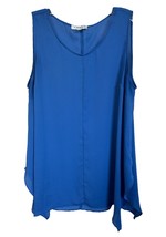 Chaus Women’s Top Blouse Sleeveless High-Low Relaxed Fit Size L Blue - £10.04 GBP