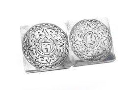 Mexican aztec sundial Men&#39;s Cufflinks .925 Silver 218519 - £47.16 GBP