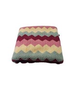 Granny Knit Handmade Crochet Afghan Blanket Throw Multicolor Chevron 68&quot;... - $49.49