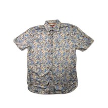 Luchiano Visconti Black Mens Button Down Shirt Retro Blue Floral MED - £18.08 GBP