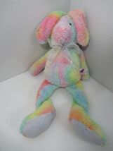 Russ plush bunny rabbit pastel rainbow blue feet feet floral ribbon bow ... - $10.39