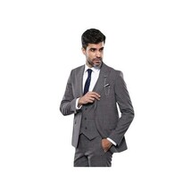 Men 3pc European Suit WESSI by J.VALINTIN Extra Slim Fit JV35 gray Window Pane image 5