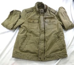Levi’s Canvas Trucker Jacket Quilt Lined Olive Green Military Chore Mens... - $38.00