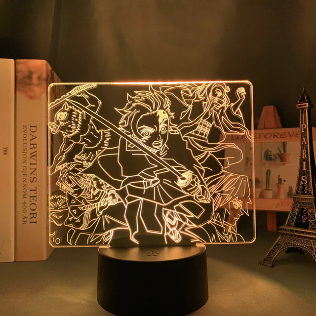 Anime Demon Slayer LED Acrylic Night Light Agatsuma Zenitsu Figure No Yaiba Gift - £19.74 GBP