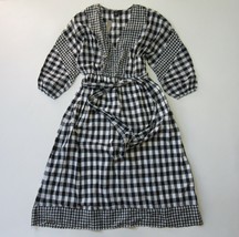 NWT J.Crew Tie-waist Button-front Midi in Black White Mixed Gingham Dress XS - £57.55 GBP