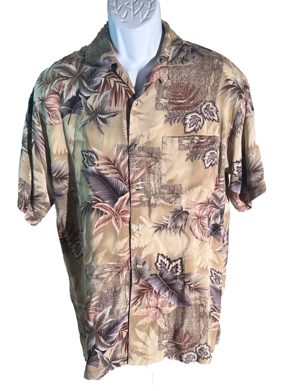 CARIBBEAN BLUES Men&#39;s Short Sleeve Button Down Rayon Hawaiian Shirt Medium - $10.88