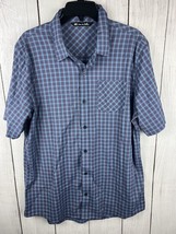 Travis Mathew Shirt Mens X-Large Blue Button Up Short Sleeve Plaid Stretch Golf - $17.75