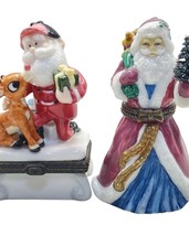 Lot of 5 Porcelain Trinket Boxes Figurines Bunny Nutcracker Santa Holiday Decor image 6