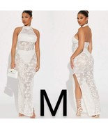 Fashion Nova Ivory Angelica Metallic Maxi Dress~Size M - £25.00 GBP