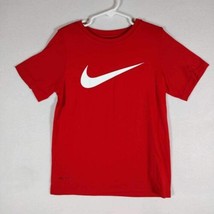 Nike Dri Fit Boys Shirt Short Sleeve Athletic Swoosh Red Size Youth Small - £6.25 GBP