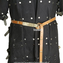 Medieval Leather Belt with Brass Buckle and Hinged End Genuine Leather Studded - £26.36 GBP