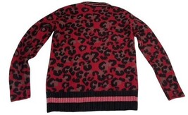 AQUA Red Leopard Print Knit Sweater XS Crewneck Long Sleeve image 4