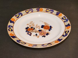 Vintage WOOD &amp; SONS Woods Ware WINCANTON Blue And Rust 12&quot; Chop Plate Pl... - $35.62