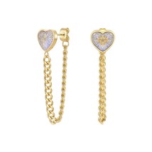 Statement Drop Earrings For Women Heart Fashion Jewelry Gold Color Zircon Earing - £18.98 GBP