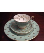 Aynsley England trio cup, saucer and dessert plate green and gold orig [... - $1,212.87 MXN