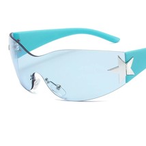 Rimless Y2k gles For Women Men Trendy 2000&#39;S Wrap Around  Gles   Goggles Oversiz - £82.12 GBP