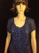 Hollister blue polka dots semi sheer Size Small blouse  Bin#18 - £27.97 GBP