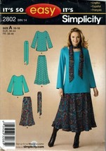 Simplicity Sewing Pattern 2802 Top Skirt Scarf Misses Size 10-18 - £6.29 GBP