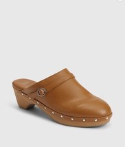 New Gap Cognac Brown Faux Leather Clogs 7 8 Metal Buckle Studded Faux Wo... - $44.99