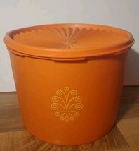 Vintage Tupperware 1626-3 Orange Servalier Canister With 1205-5 Sunburst... - $17.81