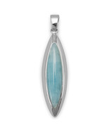 Rhodium Plated Marquise Larimar Pendant - $130.71 CAD