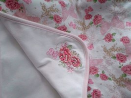 First Impressions Floral Butterfly Roses Baby Blanket New White Pink Lovey - $29.35